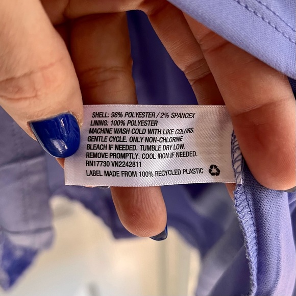 Xhilaration Periwinkle Blue Eyelet Lace A-Line Dress Cut Out Back Cap Sleeves L - Picture 4 of 6